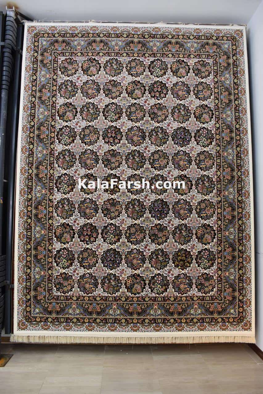فرش ماشینی کاشان طرح ستاره 1000 شانه