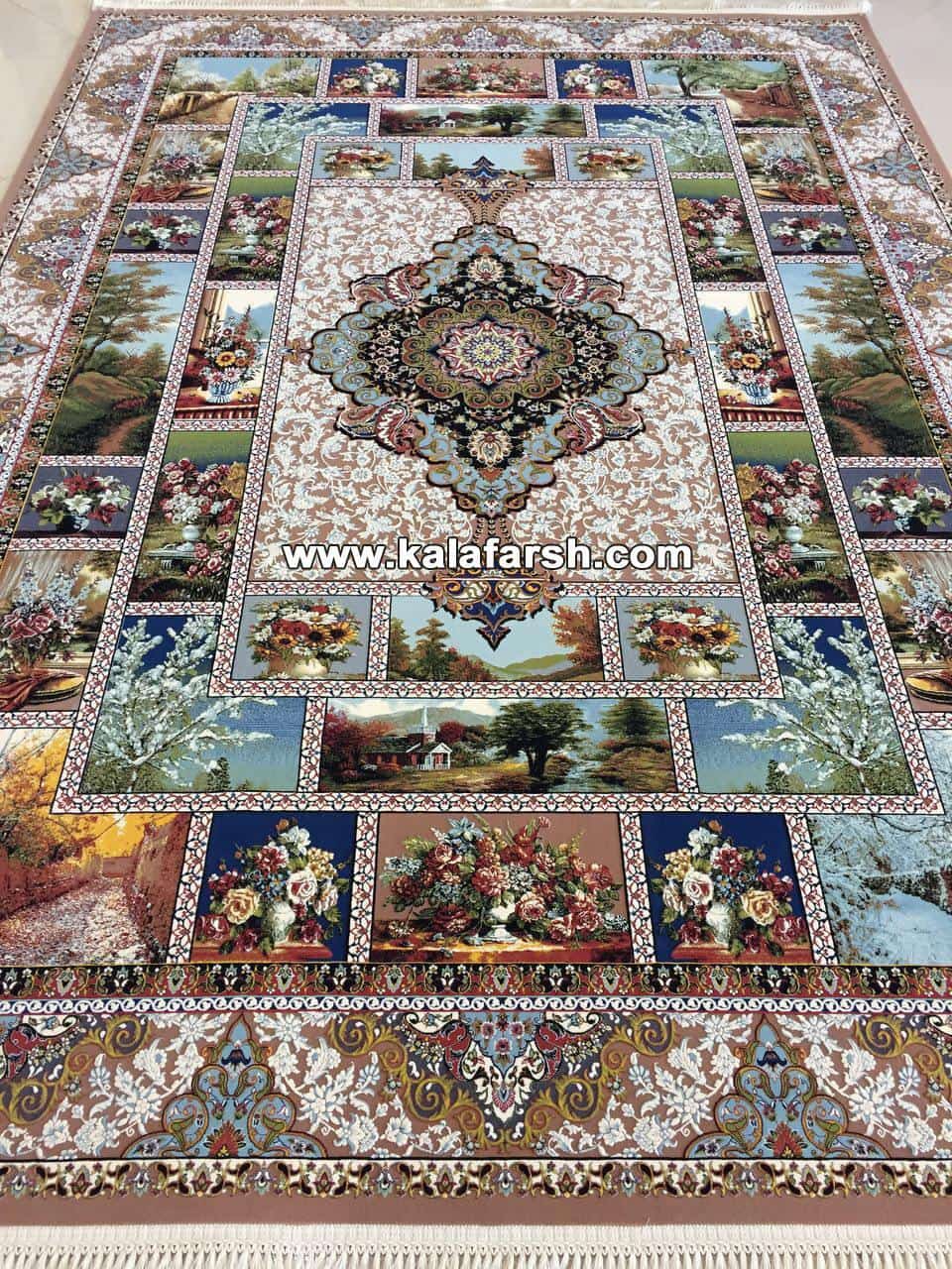 فرش ماشینی طرح چهارفصل 1200 شانه برجسته