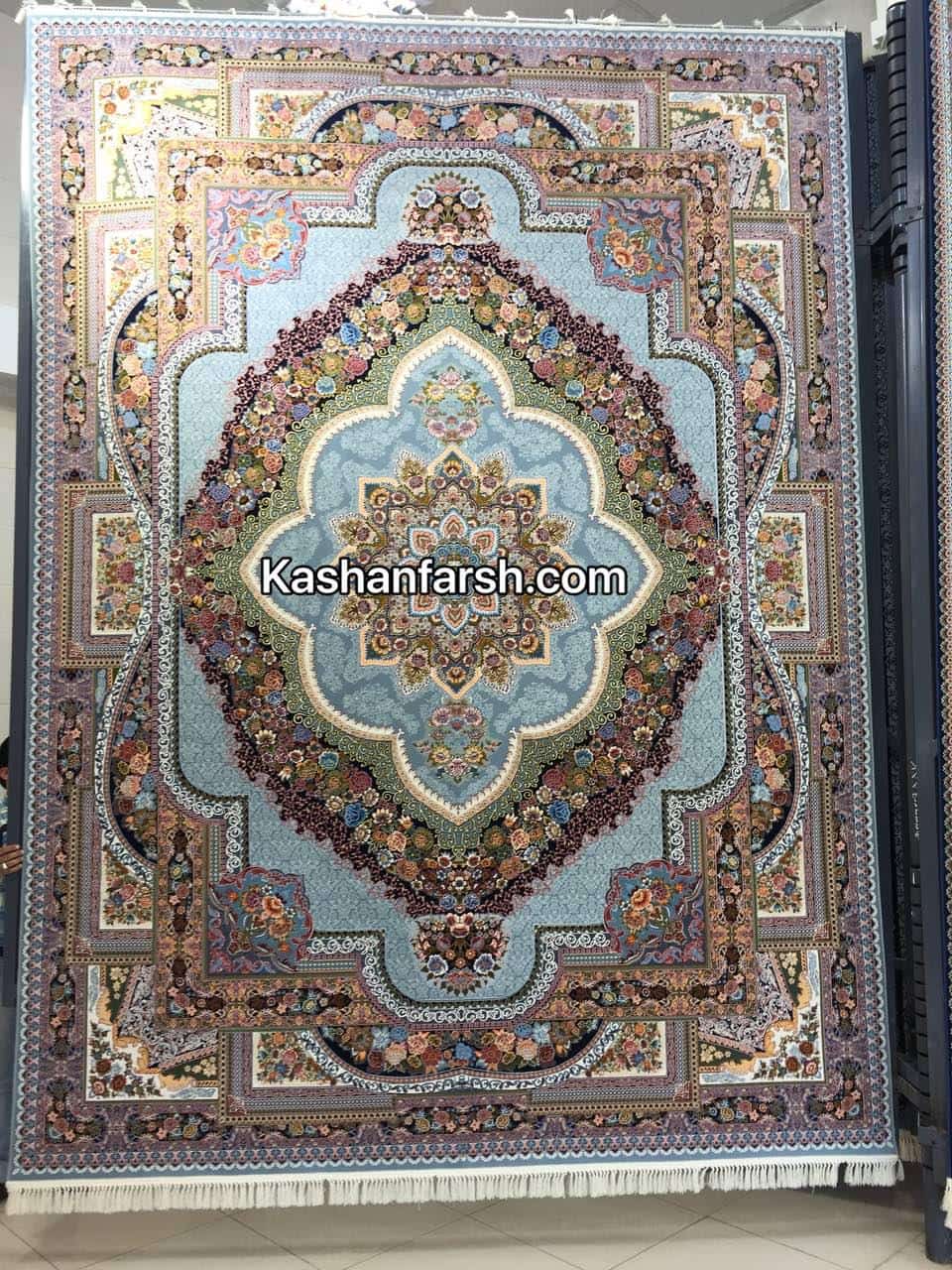 فرش ماشینی طرح باغ معلق 1000 شانه برجسته