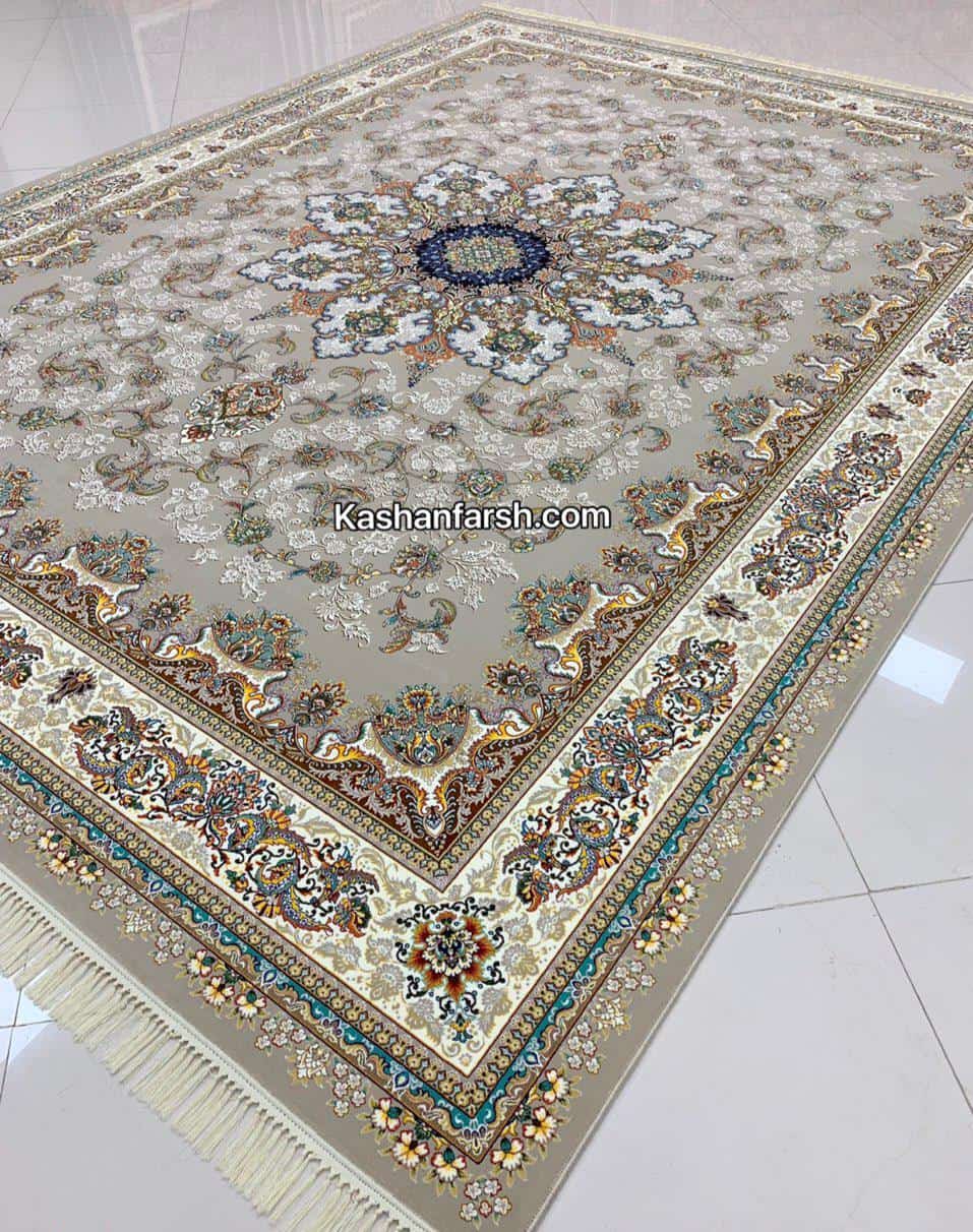 فرش ماشینی کاشان طرح گل آرا 1000 شانه