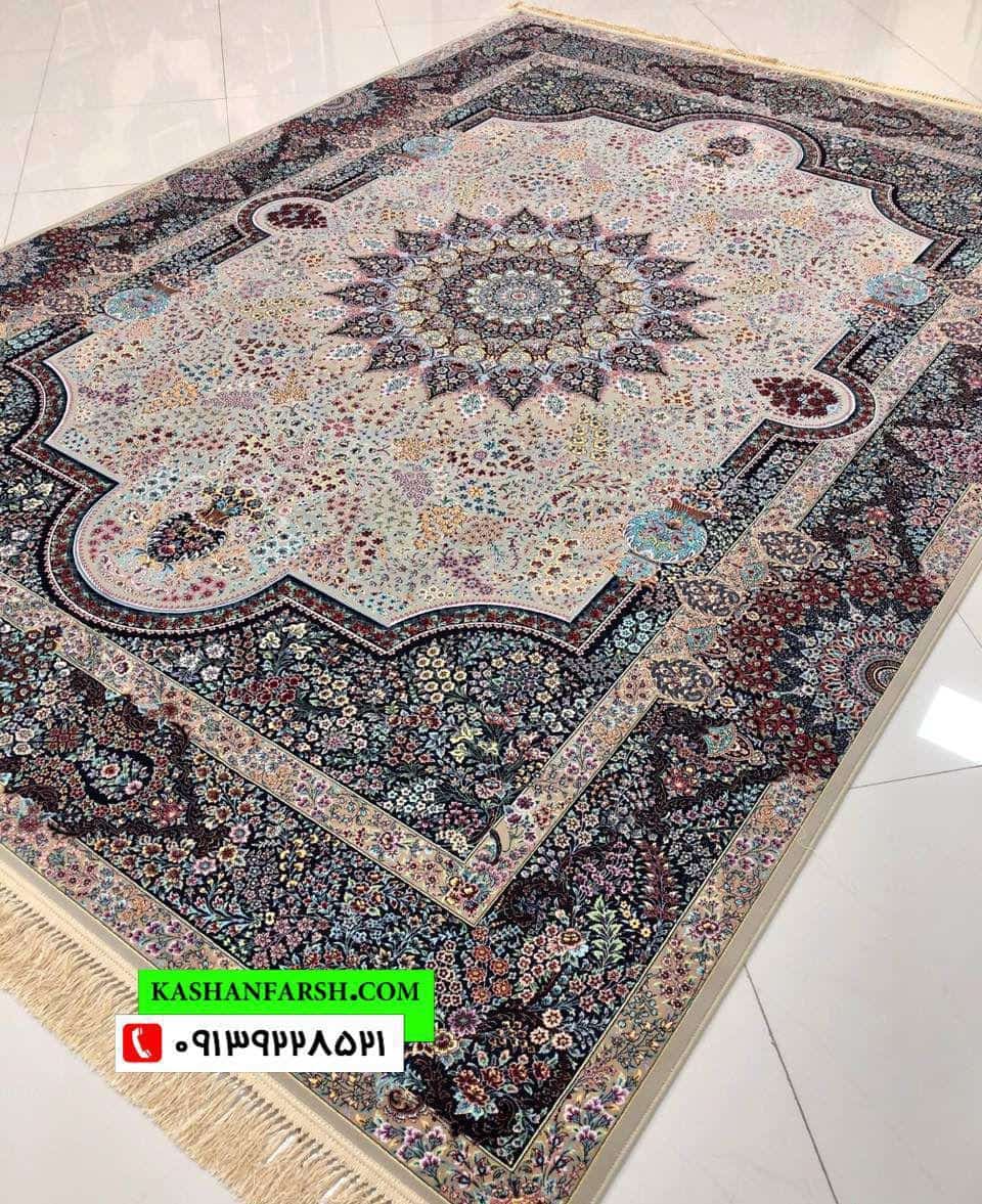 فرش ماشینی کاشان طرح سی گل 1200 شانه